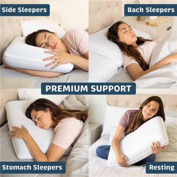 Cooling Memory Foam Pillows, 1 Pack, Ventilated Cool Blue Reading and Bed Pillow - Picture 6 of 6